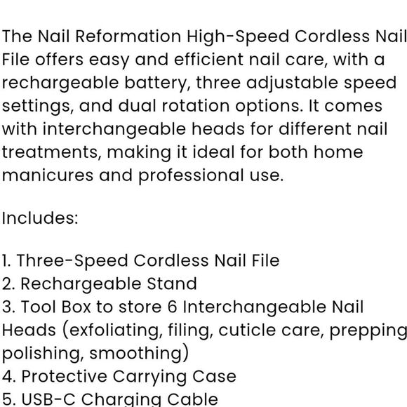 Nail Reformation Battery Nail File Set w/Portable Carrying Case- Pink - Picture 3 of 5